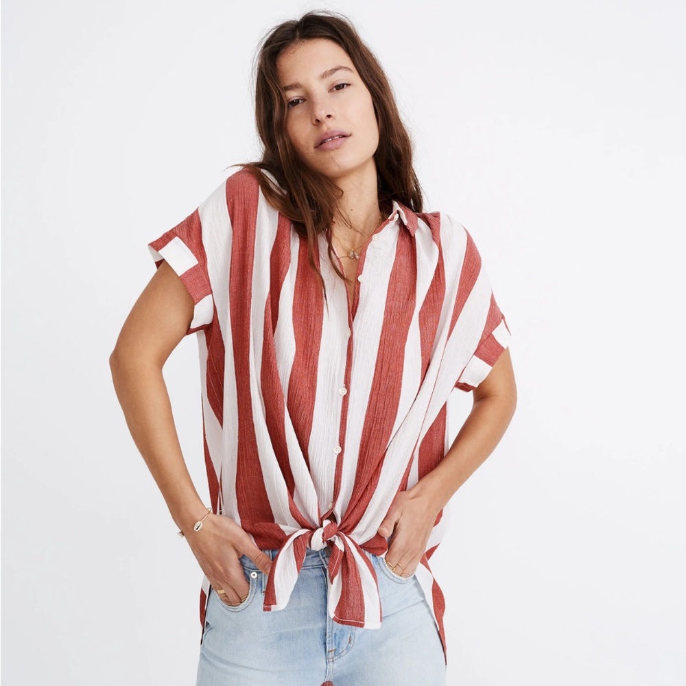 Madewell Central Tunic Shirt in Cara Stripe-med - Picture 2 of 9